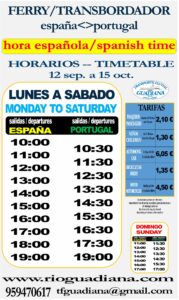 horarios tarifas ferry ayamonte portugal septiembre octubre 2022