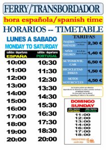 horarios tarifas ferry ayamonte portugal julio agosto 2023