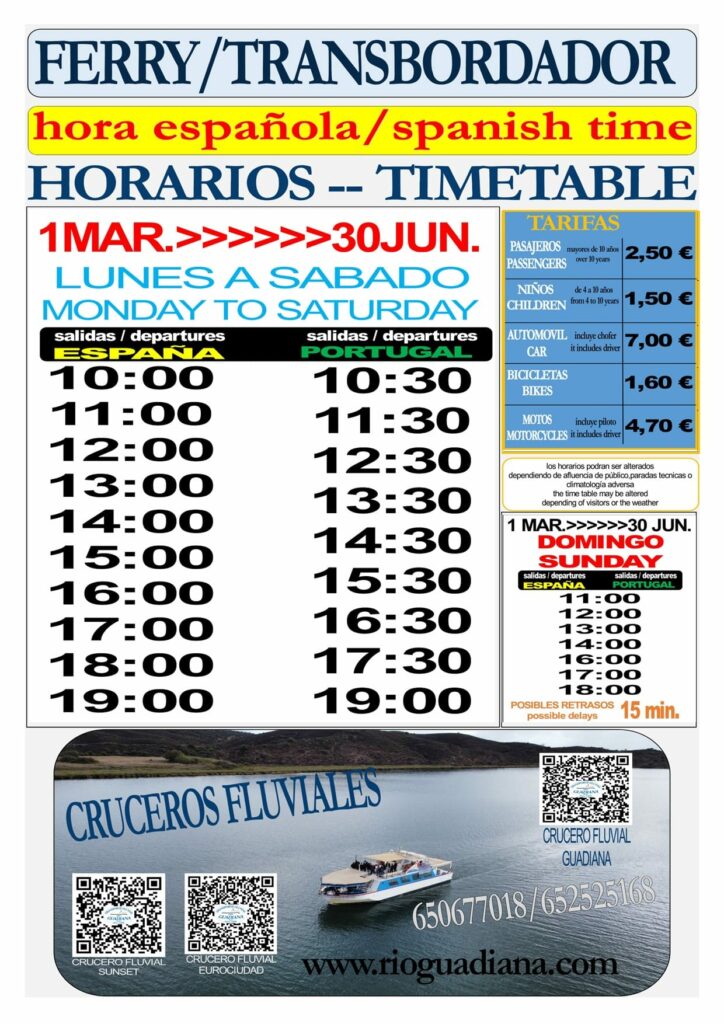 horarios tarifas ferry ayamonte portugal marzo 2024
