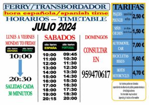 horarios tarifas ferry ayamonte portugal julio 2024