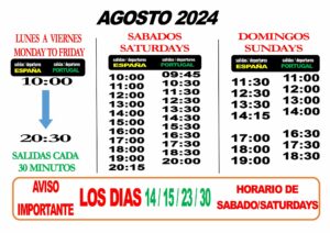 horario ferry ayamonte portugal agosto 2024