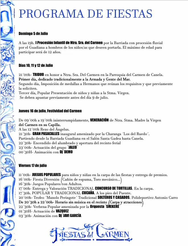 Fiestas del Carmen 2026 de Ayamonte Barriada de Canela 3 Fiestas del Carmen 2026 de Ayamonte Barriada de Canela 3