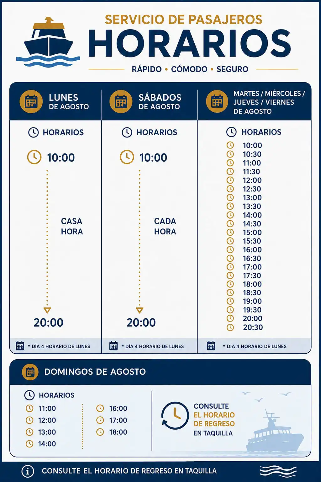 Horario Ferry Ayamone Portugal Agosto 2026