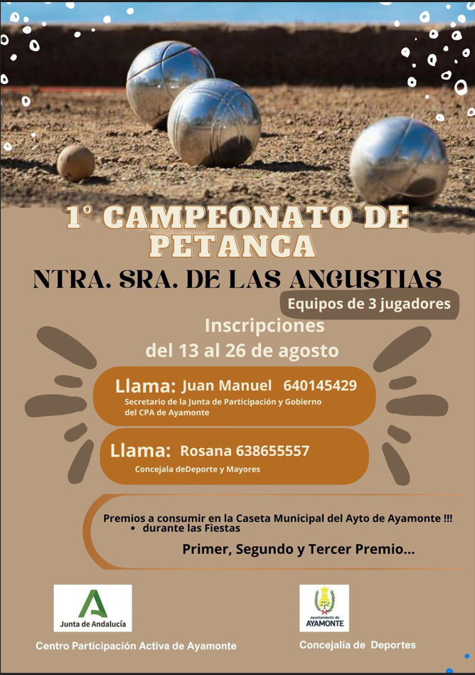 INSCRIPCIONES 1º CAMPEONATO DE PETANCA NTRA. SRA. DE LAS ANGUSTIAS